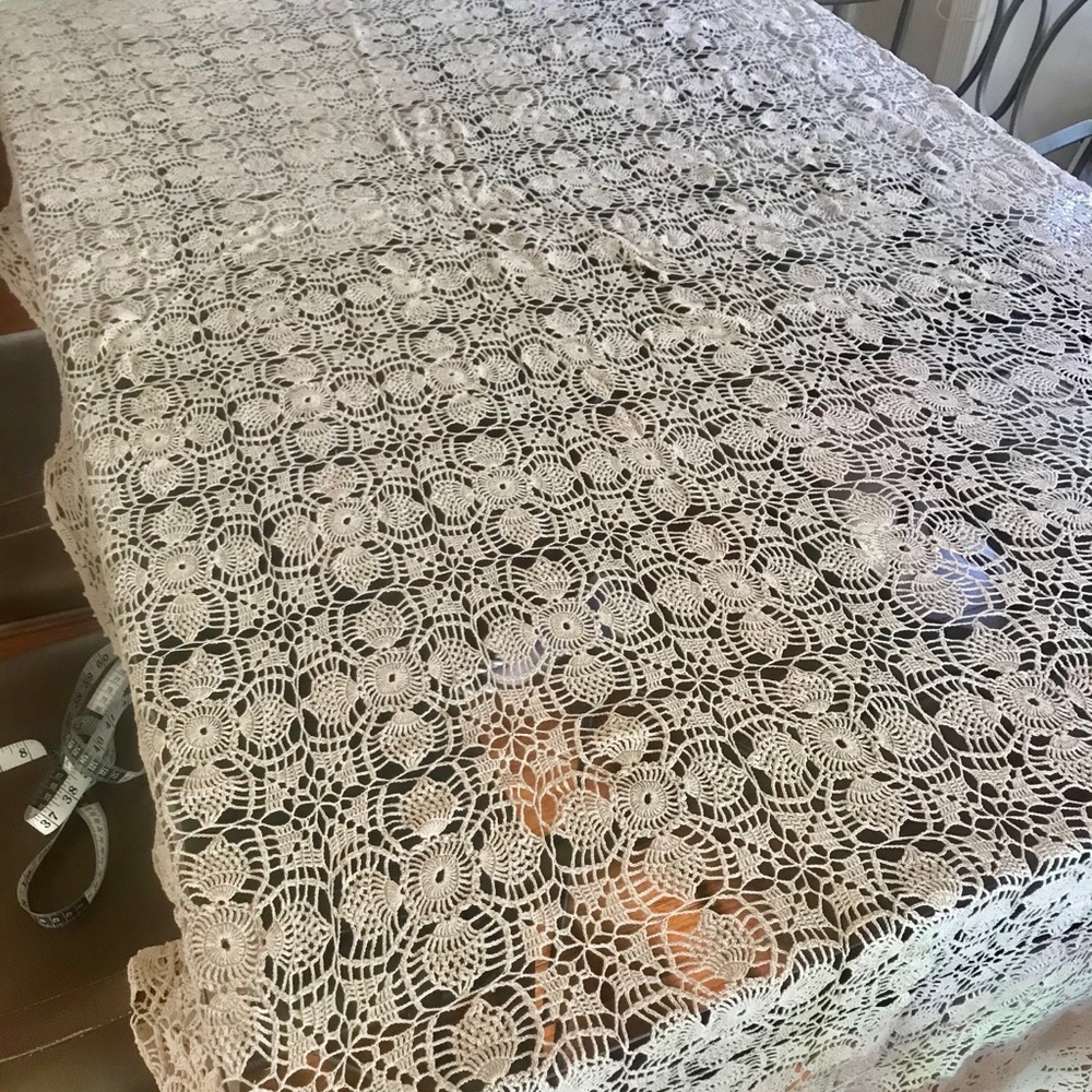 Vintage Handmade Knit Tablecloth